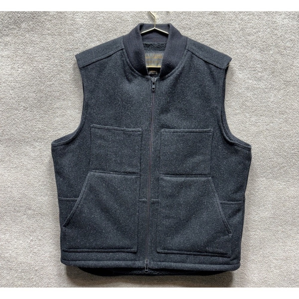 Filson Mackinaw Wool Work Vest Mens Large Black Sherpa Lined Warmth Rugged NWOT